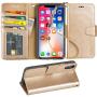 Arae Case for iPhone X/Xs, Premium PU Leather Wallet Case [Wrist Straps] Flip Folio [Kickstand Feature] with ID&Credit Card Pockets for iPhone X (2017) / Xs (2018) 5.8 inch (Champagne Gold)