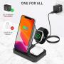 Wireless Charger, 3 in 1 Wireless Charging Station with QC 3.0 Adapter, Fast Qi Wireless Charger Stand Dock Compatible for Apple Watch AirPods Pro/2 iPhone 11 Pro/11 Pro Max/11/SE/XR/XS/X/8/8P Samsung