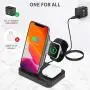Wireless Charger, 3 in 1 Wireless Charging Station with QC 3.0 Adapter, Fast Qi Wireless Charger Stand Dock Compatible for Apple Watch AirPods Pro/2 iPhone 11 Pro/11 Pro Max/11/SE/XR/XS/X/8/8P Samsung