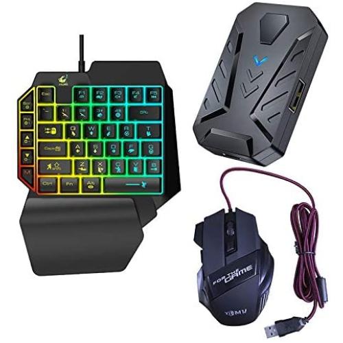 Tiamu 3 in 1 Gaming Keyboard Mouse Converter Combo for Smartphone PC PUBG Mobile Game Accessories