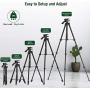 Lightweight Tripod 55-Inch, Travel/Video/Phone/Camera Tripod Stand with Bluetooth Remote, Phone Clip, Carry Bag and Replacement Battery for Travel/YouTube Video/Photography/Vlog