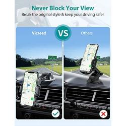 VICSEED Cell Phone Holder for Car Best View Car Phone Mount for Dashboard Air Vent Windshield 360° Rotation Strong Suction Phone Mount for Car Fit for iPhone SE 11 Pro Max Samsung S20 Note 20 10 & All