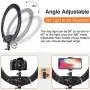 Ring Light Kit 18 with Tripod Stand/Three Phone Holders/Bluetooth Remote Control, Adjustable Color Selfie Ringlight for YouTube Video Recording/Makeup/TikTok, Compatible with iPhone/Android