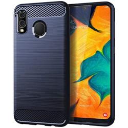 Samsung A20 case,Galaxy A20 Case,Galaxy A30 Case,MAIKEZI Soft TPU Slim Fashion Anti-Fingerprint Non-Slip Protective Phone Case Cover for Samsung Galaxy A20/A30(Navy Brushed TPU)