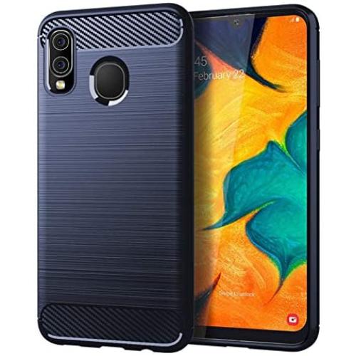 Samsung A20 case,Galaxy A20 Case,Galaxy A30 Case,MAIKEZI Soft TPU Slim Fashion Anti-Fingerprint Non-Slip Protective Phone Case Cover for Samsung Galaxy A20/A30(Navy Brushed TPU)