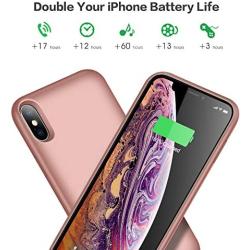 VOOE Battery Case for iPhone Xs MAX, 7800mAh Portable Battery Pack Ultra Rechargeable Smart Case Protective Battery Charging Case for iPhone Xs MAX External Battery Backup Cover(6.5 inch) - Rose Gold