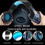 PS4 Headset,Xbox One Headphones,Gaming Headset with LED Light,Stereo Gamer Headphones,3.5mm Wired Over-Ear Noise Isolating Microphone Volume Control for Mac （Black-Blue）