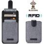 BIAJIYA Card Holder for Back of Phone RFID 5 Pull Credit Card Cash Cell Wallet Pocket Canva Leather Case for iPhone/Android/Samsung/Smartphones (Black)