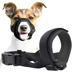 Gentle Muzzle Guard for Dogs - Prevents Biting Unwanted Chewing Safely Secure Comfort Fit - Soft Neoprene Padding – No More Chafing – Included Training Guide Helps Build Bonds Pet