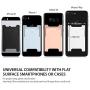 Ringke Slot Card Holder Adhesive Stick On Wallet Case Minimalist Slim Hard Premium Credit Card Cash Sleeve Compatible with Most Smartphones - Peach Pink