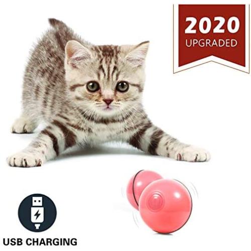 YOFUN Smart Interactive Cat Toy - Newest Version 360 Degree Self Rotating Ball, USB Rechargeable Pet Toy, Build-in Spinning Led Light, Stimulate Hunting Instinct for Your Kitty