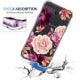 Girly Case for Samsung Galaxy J7 Perx, J7 Prime, J7 Sky Pro, J7 V, Galaxy J7 2017 Clear with Cute Pink Flowers Design Shockproof Bumper Protective Cell Phone Cases for Girls N Women Soft Floral Cover