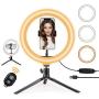 10" Selfie Ring Light with Tripod Stand, LED Ring Light with Cell Phone Holder 3 Light Modes & 10 Brightness Level for YouTube Video Live Stream Makeup Photography