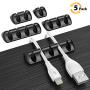 Syncwire Cable Clips, Self Adhesive Cord Organizer Cable Management Wire Holder System for Organizing Cable Cords, Ideal for Home, Office, Cubicle, Car, Nightstand, Desk Accessories, 5 Pack (Black)