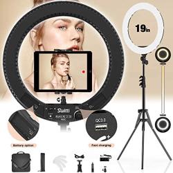 Switti Ring Light with Stand and ipad & Phone Holder,Makeup LED Ring Lights 60W Bi-Color 3000K-5800K CRI≥97 & TLCI ≥99 for YouTube, Facebook Live,Twitch and Blogging (Black)