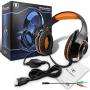 Orange Gaming Headset for New Xbox One PS4 PC Laptop Tablet with Mic, Over Ear Headphones, Noise Canceling, Stereo Bass Surround for Kids Mac Smartphones Cellphone