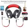 OneOdio Over Ear Headphone, Wired Bass Headsets with 50mm Driver, Foldable Lightweight Headphones with Shareport and Mic for Recording Monitoring Podcast Guitar PC TV - (Red)