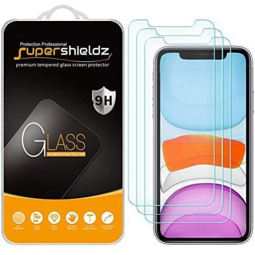 (3 Pack) Supershieldz for Apple iPhone 11 and iPhone XR (6.1 inch) Tempered Glass Screen Protector, Anti Scratch, Bubble Free