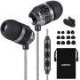 Betron B25 Earphones with Mic and Volume Control, Powerful Bass, Noise Isolating in-Ear Headphones, Replaceable Earbuds, Compatible with iPhone, iPad, Tablets, Samsung Mobile Phones, Black