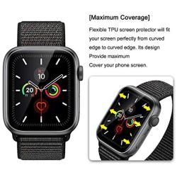 TAURI [6-Pack] Screen Protector for Apple Watch Series 5/4 40mm and Series 3/2/1 38mm, iWatch 40mm/38mm [Bubble Free] Case-Friendly Scratch-resistant HD Clear TPU Flexible Film