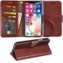 Arae Case for iPhone X/Xs, Premium PU Leather Wallet Case [Wrist Straps] Flip Folio [Kickstand Feature] with ID&Credit Card Pockets for iPhone X (2017) / Xs (2018) 5.8 inch (not for Xr) (Brown)