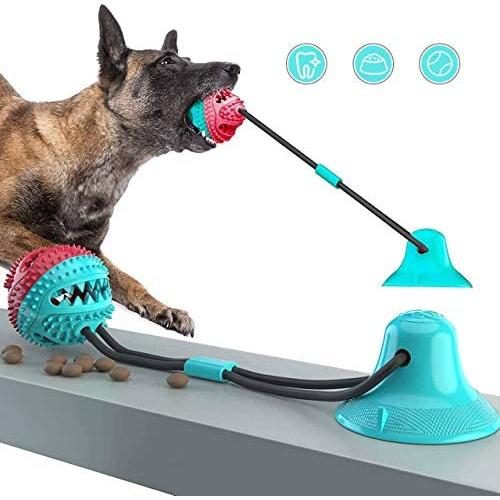 N/F [Latest 2020]  Dog Chew Toys for Aggressive Chewers- Suction Cup Interactive Ropes Dogs Toy for Pet Teeth Cleaning, Training, Kill Boring Time, Food Dispensing Ball Toys for Small Medium Dogs