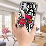 Luxury Square Phone Case iPhone 11 6.1 Inch 2019 Retro Elegant Soft TPU Design Cover (Abstract Red Lips Bitch)