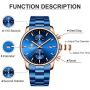 GOLDEN HOUR Mens Watches with Black/Silver Stainless Steel and Metal Casual Waterproof Chronograph Quartz Watch, Auto Date in Colorful Hands