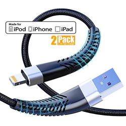 [ Apple MFi Certified ] 2Pack 6ft iPhone Charger Cable, CABEPOW Long Lightning Cable 6 Foot, High Fast iPhone Charging Cable with Metal Connector for iPhone 11/11Pro/11Max/XS/XR/XS Max/8/7/6/5S/SE