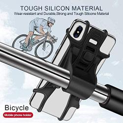 Phone Holder for Bike, Silicone Universal Bike Phone Mount, for Motorcycle Phone Holder Mountain Bike Accessories Fits for iPhone 11 Pro Max/XR/XS Max/8/7/ 6/6s Plus, Galaxy S20/S9, 4.0"-6.5" Phones
