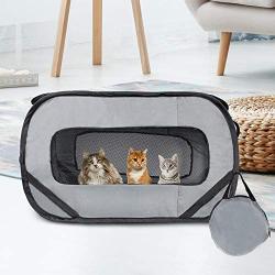 Downtown Pet Supply Foldable Travel Kennel Cat Tent Enclosure for Pets with Carry Case, Perfect as Collapsible Playpen, Carrier, or Crate (Standard & Giant)