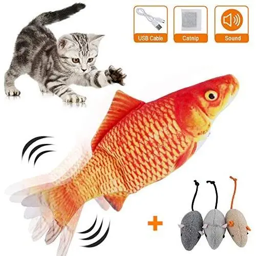 HZONE Electric Flopping Fish Cat Toy, Realistic Plush Interactive Electric Moving Fish Cat Kicker Toys, Wiggle Fish Catnip Toys Motion Kitten Toy, Cat Chew Bite Kick Toy for Cat Kitten Kitty Exercise HZONE Electric Flopping Fish Cat Toy, Realistic Plush Interactive Electric Moving Fish Cat Kicker Toys, Wiggle Fish Catnip Toys Motion Kitten Toy, Cat Chew Bite Kick Toy for Cat Kitten Kitty Exercise