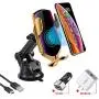 DHong Smart in-Car Mobile Phone Holder IR Sensor Automatic Clamping Plus 10W Qi Wireless Fast Charging Car Charger Compatible for iPhone 8 Xs XR Galaxy S9 S8 S7 Note9 (Gold + Suctorial Cup Bracket)