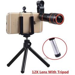 Apexel 4 in 1 12x Zoom Telephoto Lens + Fisheye + Wide Angle + Macro Lens with Phone Holder + Tripod for iPhone 11/XS Max/XR/ XS/X 8 7 Plus, Samsung, OnePlus, Huawei and More Phones