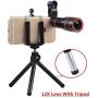 Apexel 4 in 1 12x Zoom Telephoto Lens + Fisheye + Wide Angle + Macro Lens with Phone Holder + Tripod for iPhone 11/XS Max/XR/ XS/X 8 7 Plus, Samsung, OnePlus, Huawei and More Phones