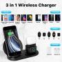Wireless Charger, [2020 Latest] QI-EU 3 in 1 Wireless Charging Station with Apple Watch Stand for iWatch 5/4/3/2/1, Qi Fast Charger Stand for iPhone SE/11/11 Pro Max/XR/XS Max/XS/X/8/8P, Airpods Pro/2