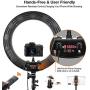 Inkeltech Ring Light - 18 inch 3000K-6000K Dimmable Bi-Color Light Ring, 60W LED Ring Light with Stand, Lighting Kit for Vlog, Selfie, Makeup, YouTube, Camera, Phone - LCD Screen & Remote Control