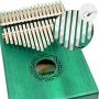 Apelila 17 Key Kalimba Thumb Piano, Solid Mahogany Wood Body Finger Piano with Tune Hammer,Carry Bag,Pickup,Key Stickers(Green)