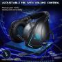 Meteor fire Rear-Mounted Computer Game Headsets, Stereo Noise-Cancelling Wired Over-Ear Headphones with Mic, LED Light, for PS4, PC Laptop Mac Computer Smartphones,Blue