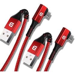 BrexLink Type C Charging Cable(2-Pack 6.6ft) 90 Degree USB C to USB A Charger, 3A Fast Charger Quick Data Transfer Braided Cords for Samsung Galaxy S20 S10 S9 S8 Note 10 9, Pixel, LG V30 (Red+Red)