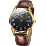 Men Women Wrist Watch Brown Leather-OLEVS Casual Classic Number Easy Reader Analog Quartz Dress Waterproof 3ATM Wristwatch