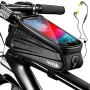 TOOVREN Bike Phone Bag Bike Front Frame Mount Bag,Cycling Waterproof Top Tube Handlebar Bag Bicycle Accessories with Touch Screen Holder Case Compatible with Phones Below 6.5 Inch iPhone 11 X XR 7/8