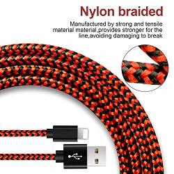 CUGUNU Nylon Braided Cable Compatible with iPhone Charger, 5 Pack[3/3/6/6/10FT] MFi Certified USB Lightning Cable Charging Cord for iPhone X/Max/11/8/7/6/6S/5/5S/SE/Plus/iPad - Black Red