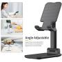 Cell Phone Stand, Jiduo Phone Holder Adjustable Height Smart Phone Accessories Compatible with Ipad Tablet for Desk Bedside Office Foldable (Black)