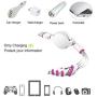 Multi USB Cable, Universal Retractable 4 in 1 Multiple USB Charging Cable Adapter Connector with 8Pin/Type C/Micro USB Compatible with Pad,Phone XR,XS Max, 7 Plus,Andriod,and More (2 Pack-White/Pink)