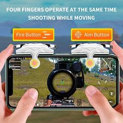 Newseego Mobile Game Controllers, [Quicker Response] Phone Trigger Key Mobile Shooter Aim & Fire Buttons Physical Joystick for Knives Out/PUBG/Rules of Survival L1R1 for iOS Android Phone, White