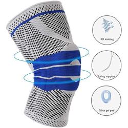 Knee Brace Compression Sleeve, Elastic Knee Wraps Patella Stabilizer with Silicone Gel Spring Support, Hinged Kneepads Protector for Meniscus Tear Arthritis Running Men Women 2 Pack(Large)