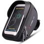 Yuehuam Bike Phone Front Frame Bag -Waterproof Touch Screen Bicycle Front Handlebar Bag, Top Tube Cycling Phone Mount Pack Case Pouch Accessories Compatible with 6.0 Mobile Phoneï¼ˆBlack Redï¼‰