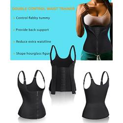 Nebility Women Waist Trainer Corset Zipper Vest Body Shaper Cincher Tank Top with Adjustable Straps