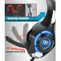 Blue Gaming Headset,Computer Headsets PC 3.5mm Plug Headphones,Lightweight Headset,LED Light,Volume Control,Noise Canceling Mic,for PS4,PC,Xbox ONE,Tablet,Phone,Laptop,Mac Controller (Blue)